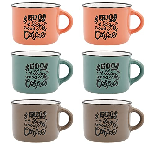 Quid Frappe Deco Set De 6 Tazas 8cl Multicolor