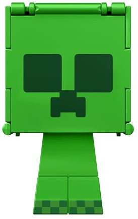 Mattel Minecraft Flippin Figs Creeper y Creeper cargado Figura de acción intercambiable 2 en 1, cabezas grandes y diseño pixelado, juguete +6 años (HTL46)