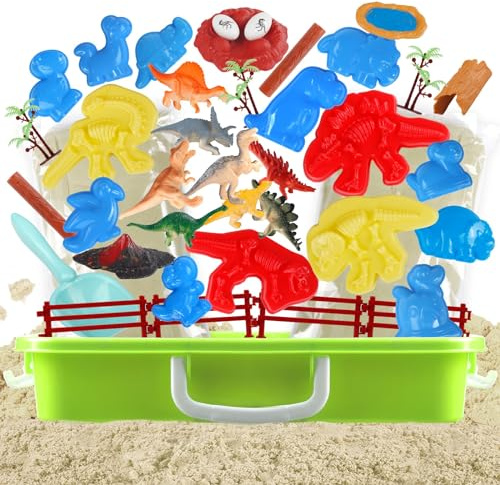 Aliex Sabbia Playset, Dinosauro - Set di Sabbia Giocattoli per Bambini 3 4 5 6 7 8 Anni