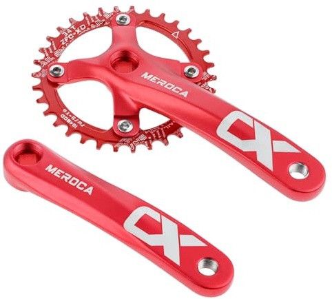 SURIEEN 34T Mountain Bike 170mm Square Crankset, Single Speed Crankset, 104 BCD Bike Crank Arm Set for Mountain Bike, Road bike, Folding bike, MTB