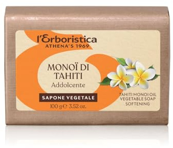 L'Erboristica Athena's | Saponetta Vegetale all'Olio di Monoi, Sapone Addolcente, 100 gr, Made in Italy