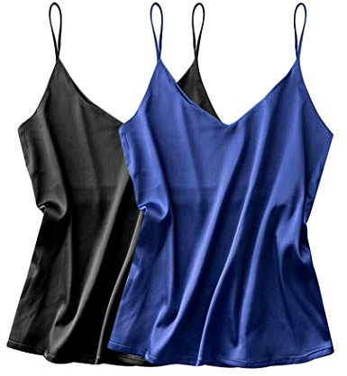 Ekouaer Camiseta Sin Mangas para Mujer Verano Raso Camiseta con Cuello en V Camisole Top Elegante Tank Ropa Casual