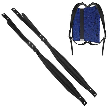 Akkordeongurte, 1 Paar Akkordeongurte, Verstellbare Schultergurte für Akkordeons, Akkordeon-Schultergurte aus PU-Leder für 16–120 Bass-Akkordeons, Akkordeon-Zubehör (BLACK)