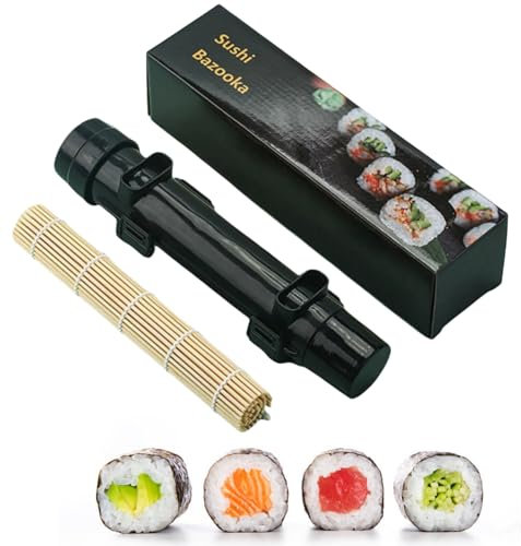 Frdelma Kit para Hacer Sushi,2-Piezas Sushi Maker con esterilla de bambú,DIY Roller Tool para principiantes en casa (Negro)