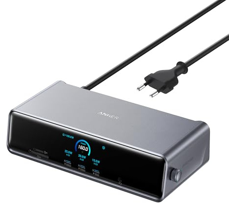 Anker Prime Docking Station, 14 Ports, Triple-Display mit DisplayLink, 140W USB-C, Smart Display, Kühlung, dreifaches 4K, für macOS & Windows (DisplayLink-Treiber erforderlich)