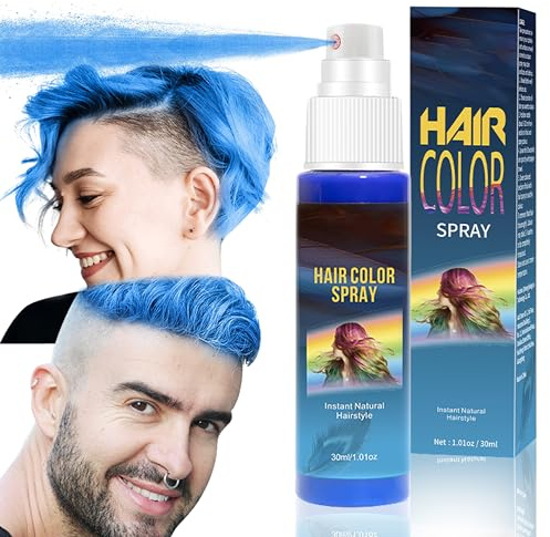 Temporäre Haarfarbe Spray Blau 30ml - Natürliche Haartönung Auswaschbar, Temporary Hair Color Spray für Party, Cosplay, Halloween (Blue)