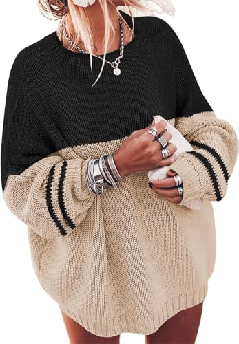 ETCYY Women's Oversized Sweaters Fall 2026 Fashion Winter Clothes Batwing Long Sleeve Knit Sweater Pullover Jumper Tops,Double Khaki,Medium