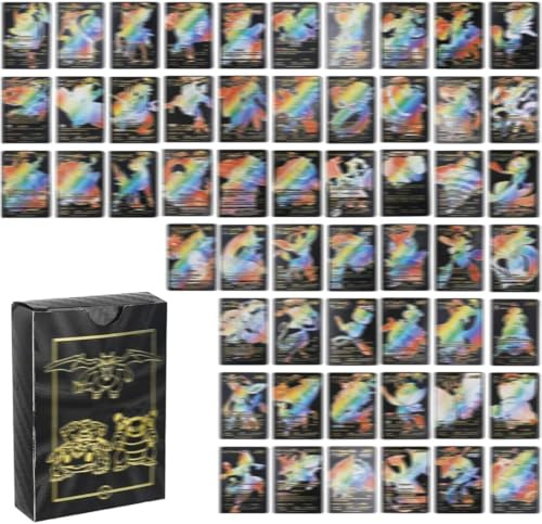 LOZTBUE 55 carte, set di carte rare Black Gold, carte collezionabili fumetti e cartoni animati senza duplicati per regali, pacchetti e set di carte collezionabili, carte placcate in oro Con scatola