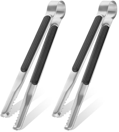 2 Stück 22.3 cm Grillzange Edelstahl Küchen Zange Küchenzange Rutschfest Fleischzange mit Rutschfester Griff Edelstahl Kochzange Mehrzweck Nudelzange für Grillen und Kochen