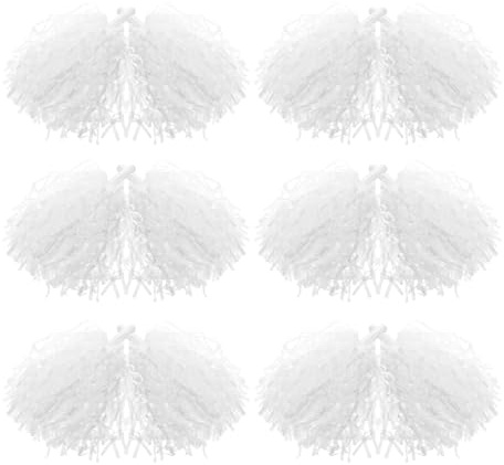 MUELODSIC 24 Pezzi Pompon da Cheerleader Bianchi Metallici 24 Pezzi Impugnatura Ergonomica per Balli di Squadra, Eventi Sportivi e Spettacoli di Cheerleading