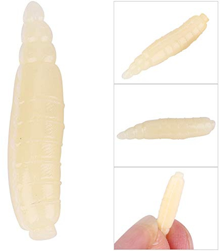 Generic Life-like Fishing Baits 200pcs 17mm Small Artificial Maggot Grub Soft Lure for Easy Fishing