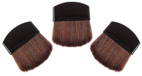 EXCEART Mini Brochas Planas Portátiles y Versátiles Set de 3 Pelo y Plástico con Mango Corto Negro, Pelo y Plástico para Maquillaje en Polvo y Base para Uso Diario y Fiestas