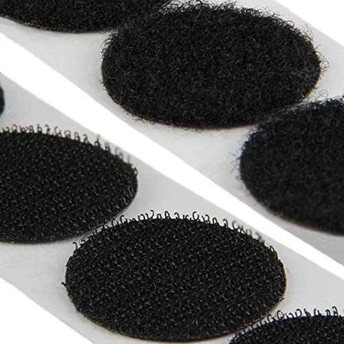 Punti adesivi in nastro a strappo, Set ganci e ratina, diversi colori e diametro, Ø 22 mm, nero, 20 pezzi