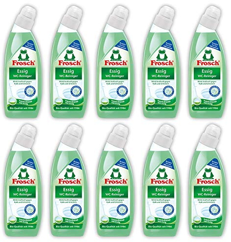 Frosch Essig WC-Reiniger, Flüssiger Toilettenreiniger kalklösend mit Essig und Bimsmehl, 750 ml, 10er Pack (10 x 750 ml)