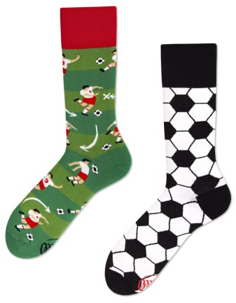 Many Mornings - Mismatched Socken - Lustige Socken Unisex - Socken Fußballmotiv - Geschenkidee - Design: Football Fan - Made in EU - 43-46