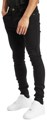 Island Trading Skinny Jeans for Men - Stretchable Denim - Comfortable Men's Stretch Jeans in Black, Grey, Blue Stonewash, Dark Blue - Sizes 28-42 Inch Waist