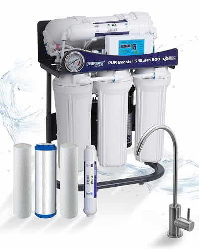 Purway Crystal Group Booster 5 Livelli 600 GPD Direct Flow Impianto Osmosi Inversa + Set Filtri Ricambio