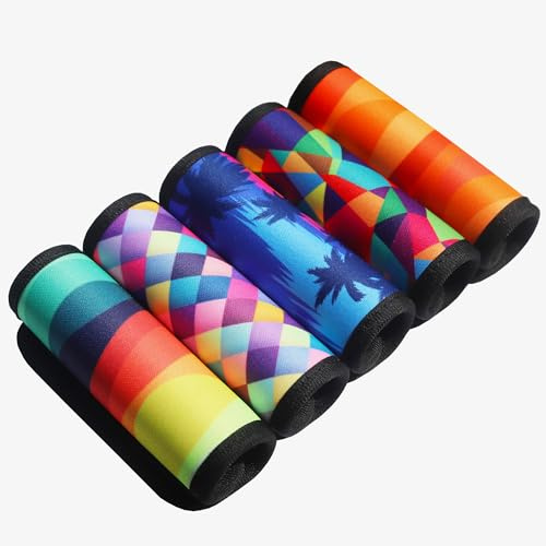 GOWRAPS 5 Pack Neoprene Luggage Handle Wraps for Suitcase Travel Luggage Tags/Identifiers/Marker/Grips Travel Accessories for Airplane(Multi-Color)