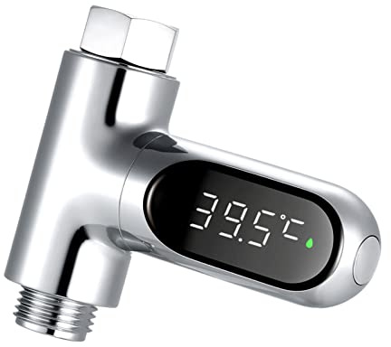 Kavolet - Termómetro de Ducha, termómetro de baño para bebé, Pantalla Digital de Temperatura de Ducha LED, Pantalla Celsius/Fahrenheit, Pantalla giratoria de 360°, para Cocina baño Familiar