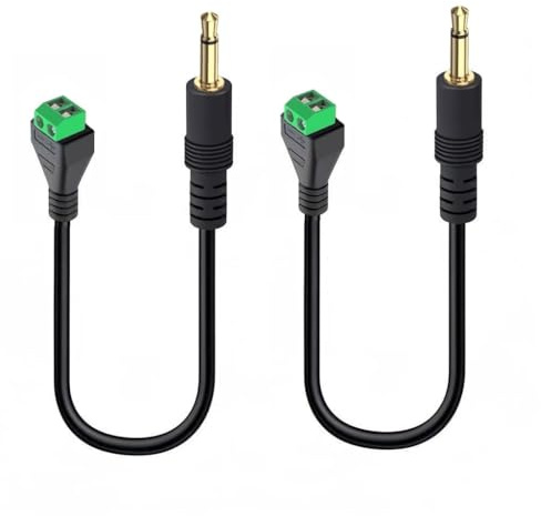 Taikuwu 2X Adapterkabel 3,5mm Stereo-Klinkenstecker auf 2-polige Schraubklemmen, 30cm - Kein Löten benötigt
