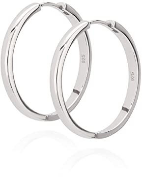 NKlaus Paar 25mm fein Klappcreolen 925 Silber zeitlose Creole klassische Damen Ohrringe 11179