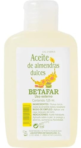 BETAFAR Aceite de almendras dulces que hidrata, suaviza y repara tu piel frasco 125 ml