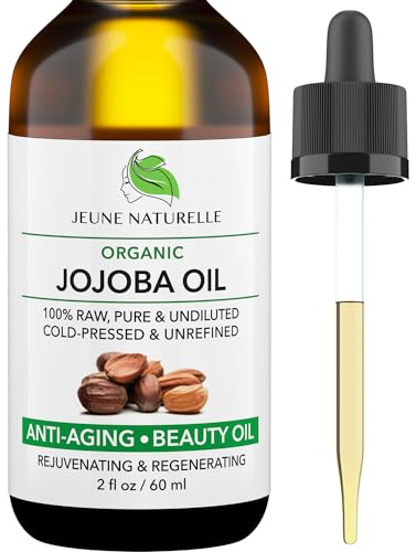 Jeune Naturelle Jojoba Oil Organic Cold Pressed - 100% Pure, Raw, Virgin, Undiluted, Unrefined - Ideal for Hair, for Skin, for Hair Growth, 2 oz