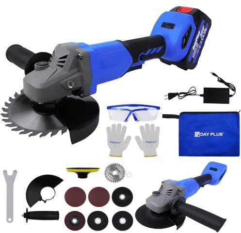 Cordless Angle Grinder Brushless Angle Grinder 10000 RPM 4-1/2' Inch Grinder Kit w/ 3.0Ah Battery 2-Position Auxiliary Handle, Portable Mini Grinder with Grinding Disc for Cutting,Grinding,Polishing