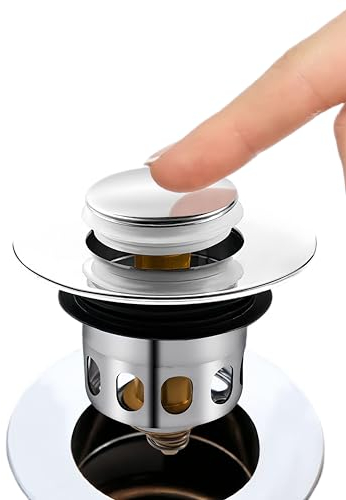 PUTOAHAO Universal POP UP Waschbeckenstöpsel,Vollmetall Abflussstopfen Waschbecken,Stöpsel Waschbecken,Pop Up Stöpsel Waschbecken für Badewanne, Küche, Waschtisch (Ablaufloch Blende 34-40mm)