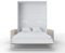 MAXIMAHOUSE Schrankbett vertikal Invento LED 140V (140x200) mit Sofa, Möbelset (Weiss/Weiss matt + beiges Sofa)