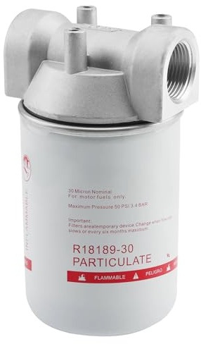 1 Inch NPT Fuel Tank Filter Kit, High Flow 25 GPM 30 Micron Spin-on Particulate Filter Compatible With Diesel Transfer Pump