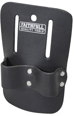 Faithfull Black Leather Double Loop Scaffold Spanner Holder for Tool Belt