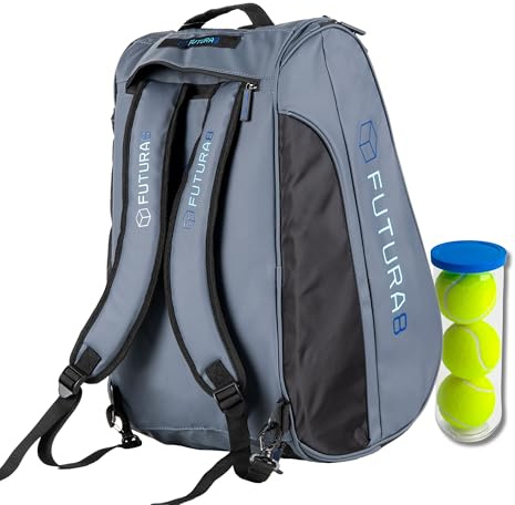 FUTURA8 borsa padel, zaino padel, borsa sportiva, scomparto scarpe, impermeabile, grande capacità, accessori padel, racchetta padel, borsa uomo donna, design ergonomico