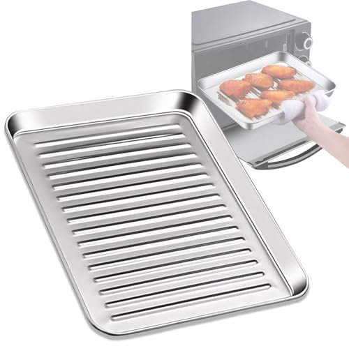 Teglie Da Forno Da Cucina Teglie Per Biscotti In Acciaio Inox, Rettangolare Vassoio 27×21×2,5/41×31×2,5cm Teglia Per Grasso Facile Da Pulire Antiaderenti Teglia Da Forno Per Arrostire(44x32cm)