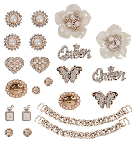 22 Pcs Shoe Charms for Crocs Sparkly Croc Accessories, Bling Crocs Charms Adult DIY Sandals Croc Charm Rose Gold Diamond Chain Shoe Buckle Decorations for Women Girls Adult Gift (White Gold)