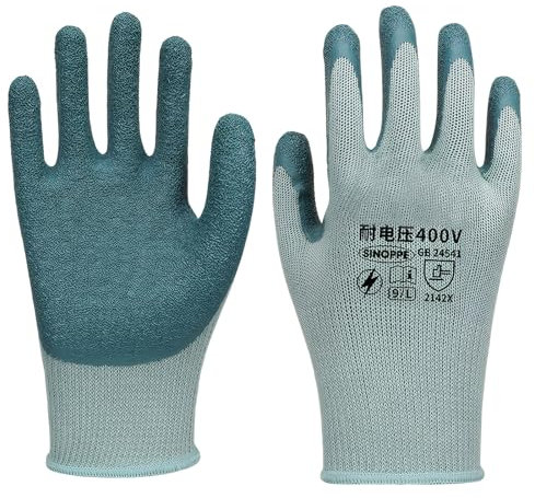 Isolierhandschuhe 400 V,Elektriker Handschuhe,Sicherheitshandschuhe,Schutzhandschuhe,Schweißhandschuhe,Arbeitshandschuhe,Rutschfest, Geeignet Für Transport Und Wartung Elektrischer Geräte (Grau)