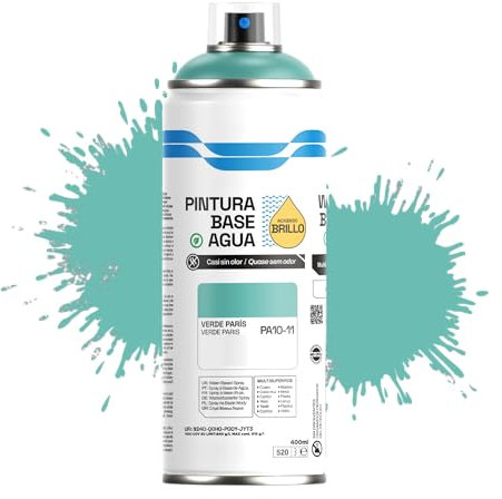 Etrexonline Pintura Spray Ecológica 400ml - Base Agua, Sin Olor - Para Muebles, Metal, Plástico y Madera - Colores Vivos y Permanentes, Cobertura Uniforme - Verde París, 1 unidad