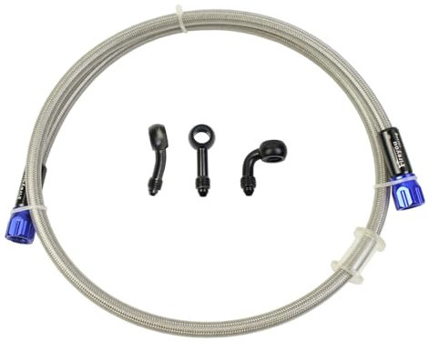 Tubo Freno Idraulico in Treccia d'Acciaio Inox 40-240 cm (Argento) per Pompa Moto ATV, Dirt Bike, Pit Bike, Scooter, Cross