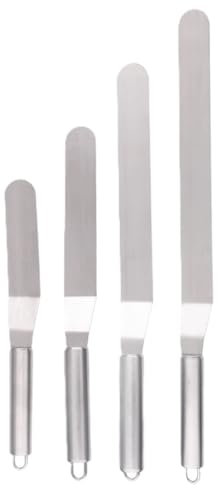 Kellegour Set of 4 Cake Angled Palette Set, Stainless Steel Angled Palette Set, Cake Spreading Palettes for Cakes, Cake Spatulas, for Cake Decoration Frosting, 4 Inches/6 Inches/8 Inches/10 Inches