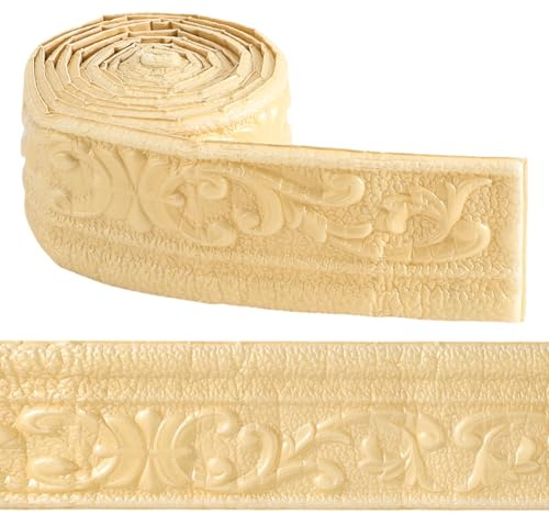 CRASPIRE 90.5 x 3.14 Pollice Peel And Stick Corona Modanatura Carta da Parati Bordo Grano Autoadesivo Flessibile 3D Battiscopa Bordo Specchio Adesivo Parete Bordatura Linee di Base Schiuma
