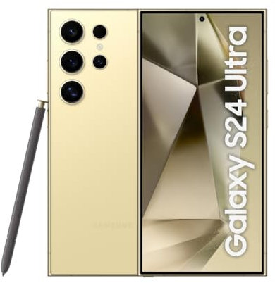Samsung Galaxy S24 Ultra, AI Android Smartphone, 12GB RAM, 256GB Storage, 200MP Camera, S Pen, Long Battery Life, Titanium Yellow, 3 Year Manufacturer Extended Warranty (UK Version) (Renewed)