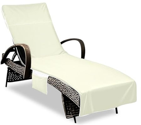 Buff Housse de chaise longue décorative robuste avec poches pour piscine, plage, bain de soleil, housse de protection pour chaise longue 215,9 x 76,2 cm