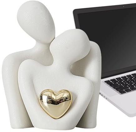 Statuetta di coppia che abbraccia | Scultura astratta romantica in ceramica di coppia, statuette decorative d'amore artigianali per matrimonio regalo di San