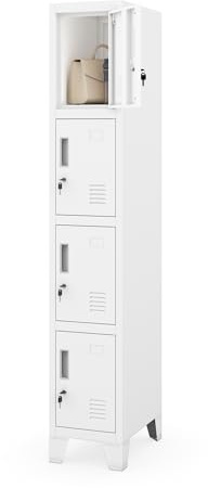 Jan Nowak Armoire Vestiaire Métallique 4 Casiers Verrouillables | Vestiaire professionnel en acier 0,6 mm, 4 casiers ventilés et verrouillables, fixation murale, rangement sécurisé.