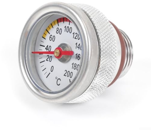 Medidor de temperatura del aceite para motocicletas con rango de temperatura de 0 a 200 °C y tamaños de rosca estándar dobles M30 x 1,5 M20 x 1,5 (plata M20 x 1,5)