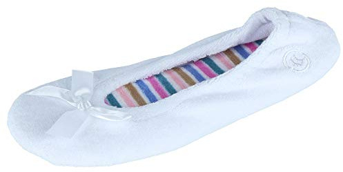 ISOTONER - Chaussons Ballerines pour femme en tissu éponge classique