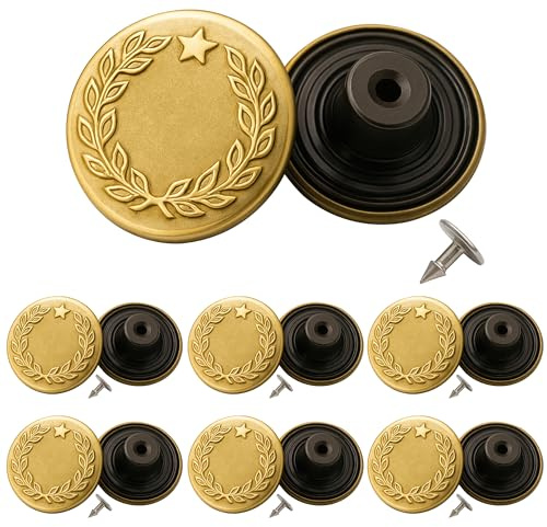 Trimming Shop 17mm Jeans Boutons Pièce de Rechange Laurel Wreath Design en or JB49 - Or, 20