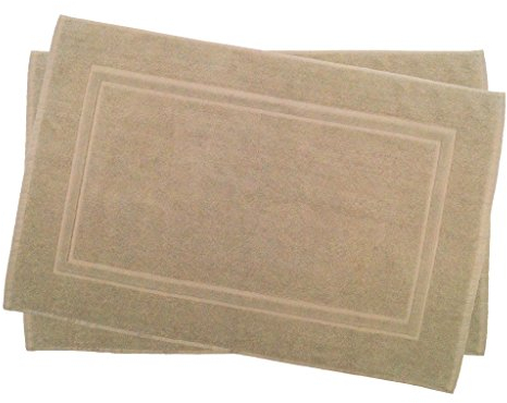 Julie Julsen 2er Pack 50 x 80 cm Badvorleger in Premium Qualität 900 gm2 in aktuellen Farben und 4 Größen aus Baumwolle Badematte Badteppich Duschvorleger Design Doppel Rahmen Sand