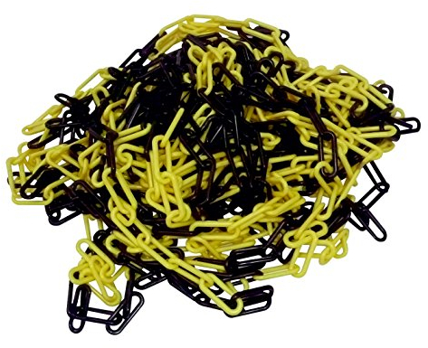 BAUZAUNWELT Absperrkette aus Kunststoff gelb schwarz beschichtet 25 m Länge - Gliederstärke: 8 mm