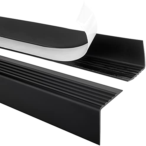 Quest Stair Edge Profile Self-Adhesive PVC Plastic Stair Edge Protection 50 x 42 mm Black 90 cm